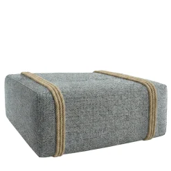 Pouf per esterni quadrato Docker Maxi in tessuto sablé chenille blu ciano