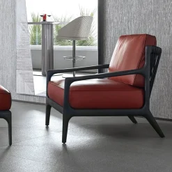Pouf per sedia occasionale in pelle