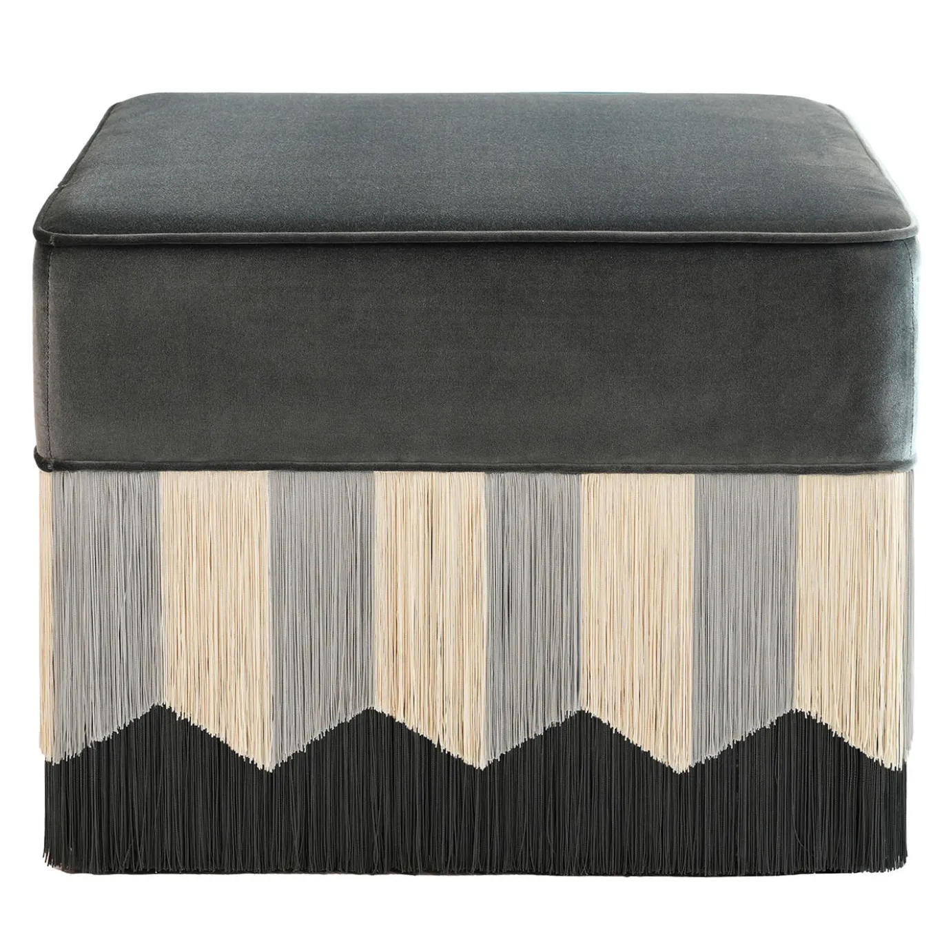 Pouf quadrato Plissé in velluto grigio