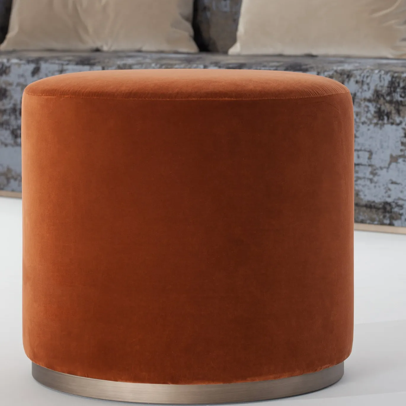 Pouf rosso Ciro Tondo di Ciarmoli Queda Studio