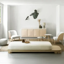 Pouf rotondo bianco Bombo della Collezione Riviera