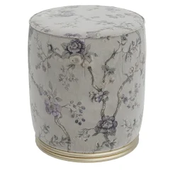 Pouf rotondo con ricamo floreale della collezione Studio Privè