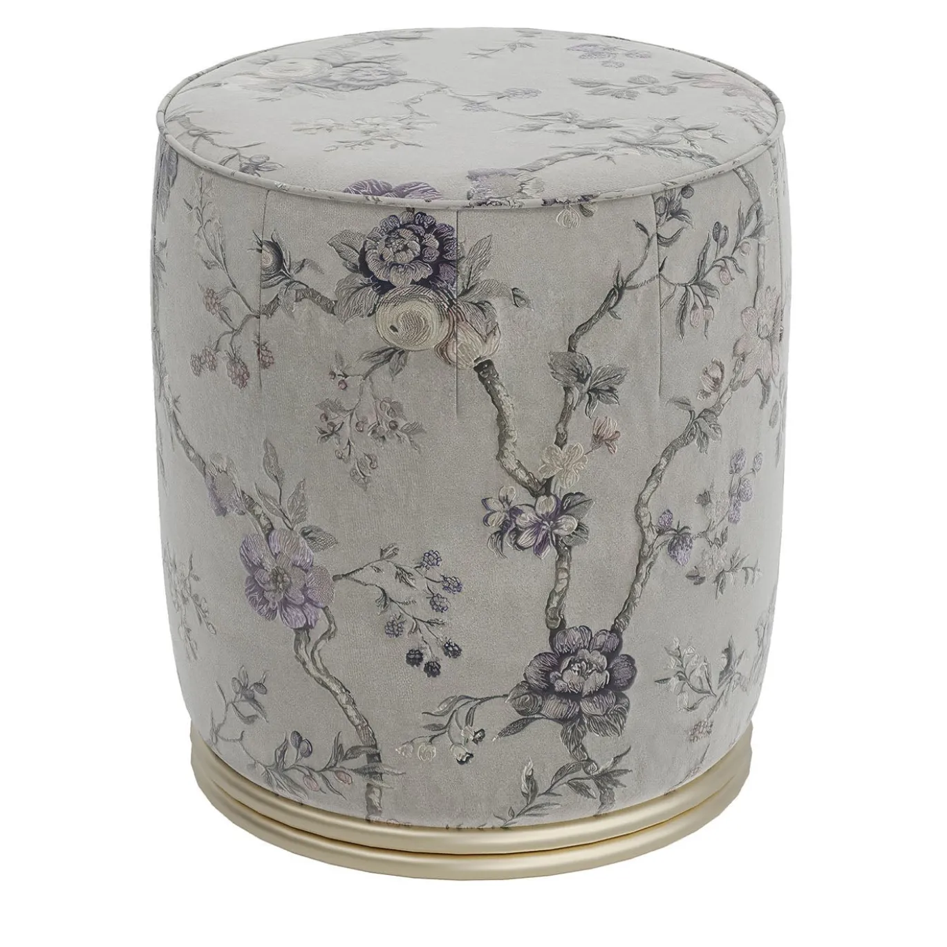 Pouf rotondo con ricamo floreale della collezione Studio Privè