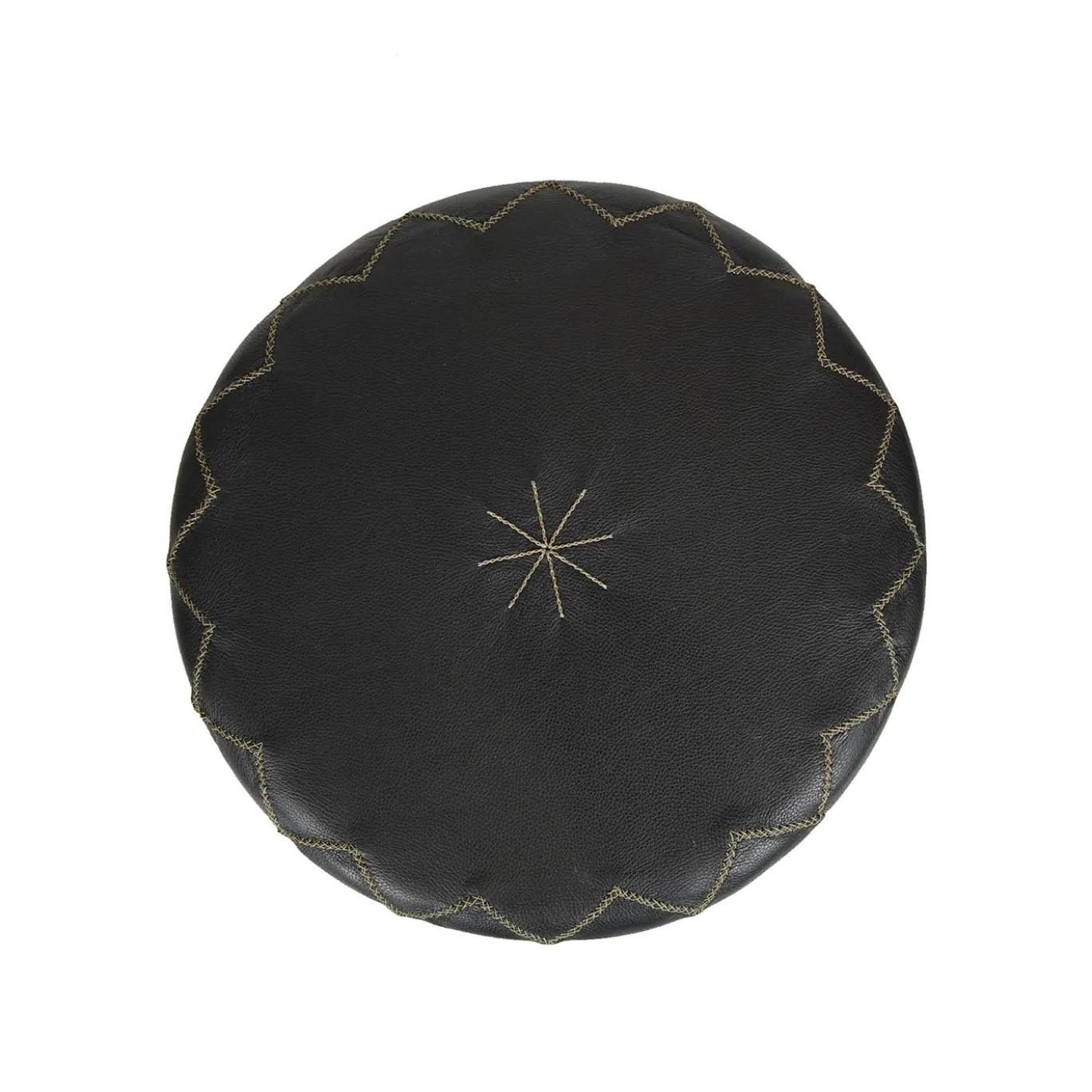 Pouf rotondo Dubai S in pelle nera