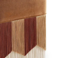 Pouf rotondo in velluto cognac Plissé