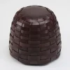 Pouf Rotondo Medio in pelle color cioccolato Trama