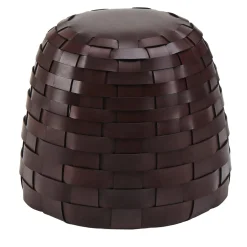 Pouf Rotondo Medio in pelle color cioccolato Trama