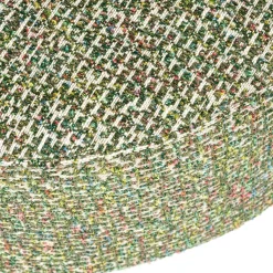 Pouf rotondo verde Rodolfo con gambe in ottone