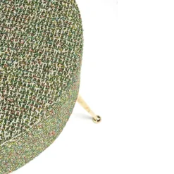Pouf rotondo verde Rodolfo con gambe in ottone