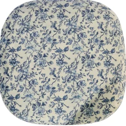 Pouf squadrato Alicudi con motivo floreale blu
