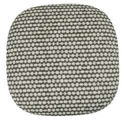 Pouf squadrato Alicudi con motivo geometrico marrone e bianco
