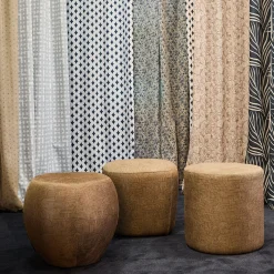 Pouf Squadrato Alicudi Marrone con Motivo Geometrico