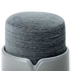 Pouf TETI con base in pelle grigia