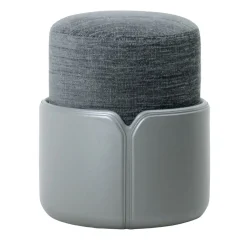 Pouf TETI con base in pelle grigia