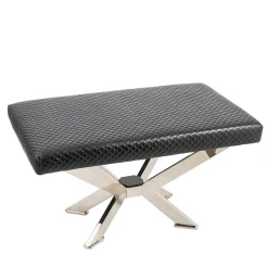Pouf Trapezio in pelle nera trapuntata