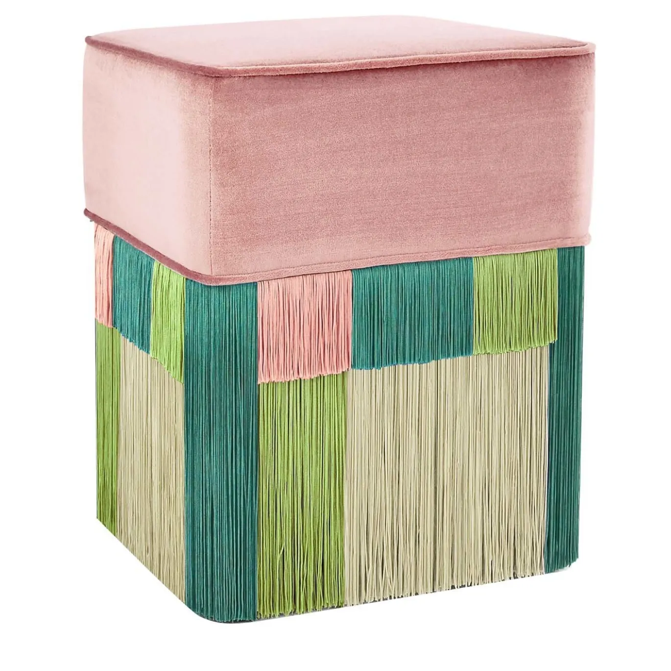 Pouf Wien geometrico Couture rosa e verde