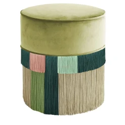 Pouf Wien geometrico Couture verde e rosa