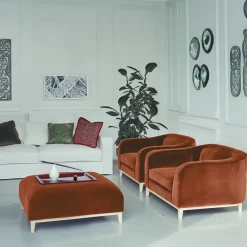 Pouf Zeno Eco In Velluto Arancione E Marrone Di Brian Sironi