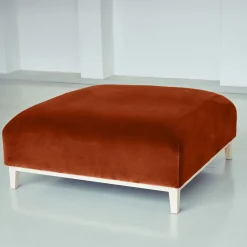 Pouf Zeno Eco In Velluto Arancione E Marrone Di Brian Sironi
