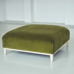 Pouf Zeno Eco In Velluto Verde Oliva Di Brian Sironi