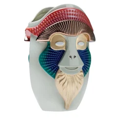 Primates Brazza Vaso in ceramica multicolore con dettagli in metallo di Elena Salmistraro