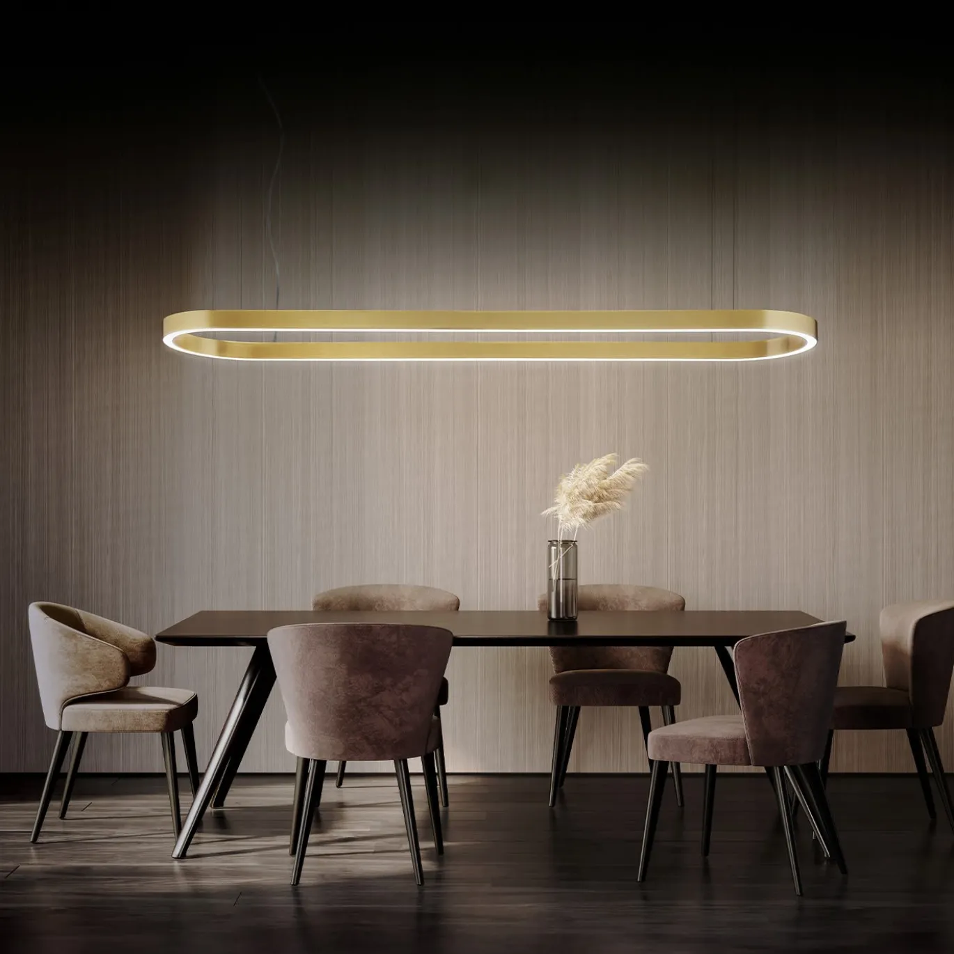 Profilo Progetto 3 LEV Lampadario in oro satinato