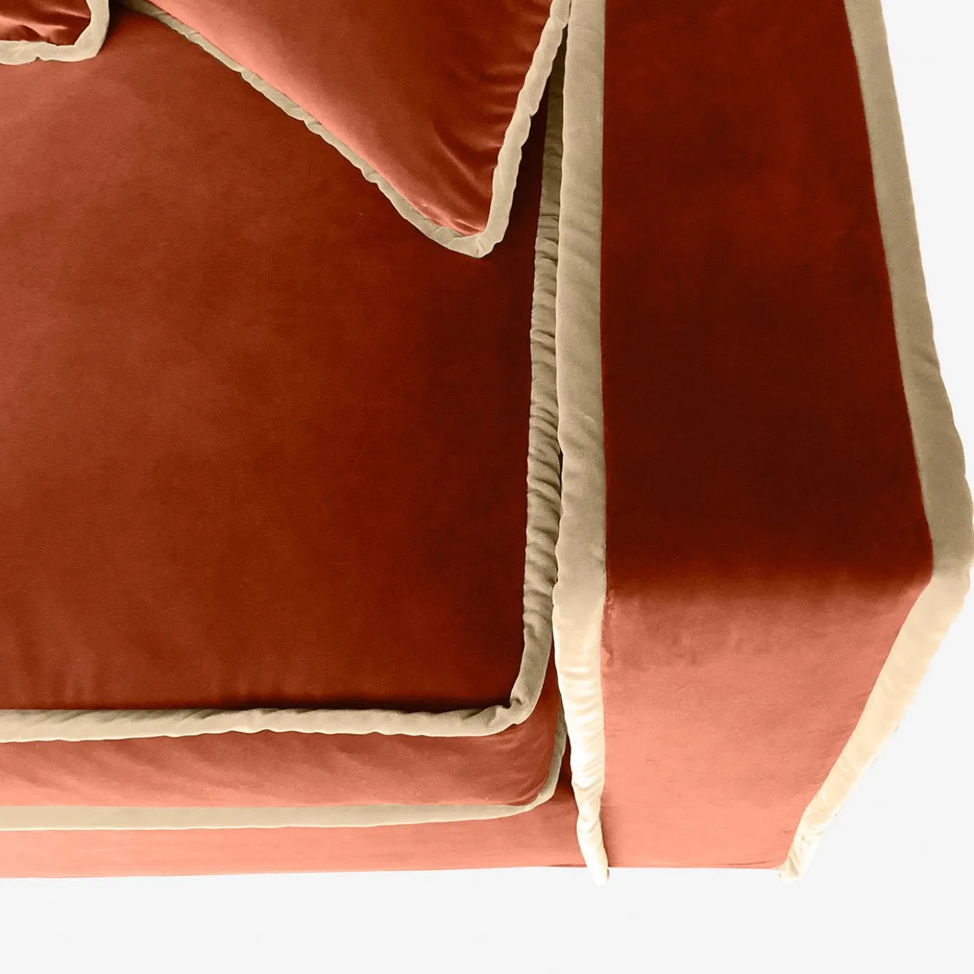 Rafaella Bio Divano angolare in velluto arancione e beige