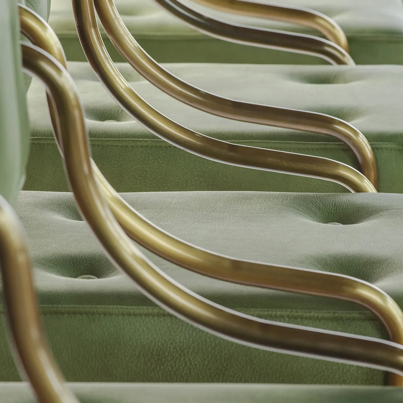 Retro Green Leather Bar Stool Steel Legs
