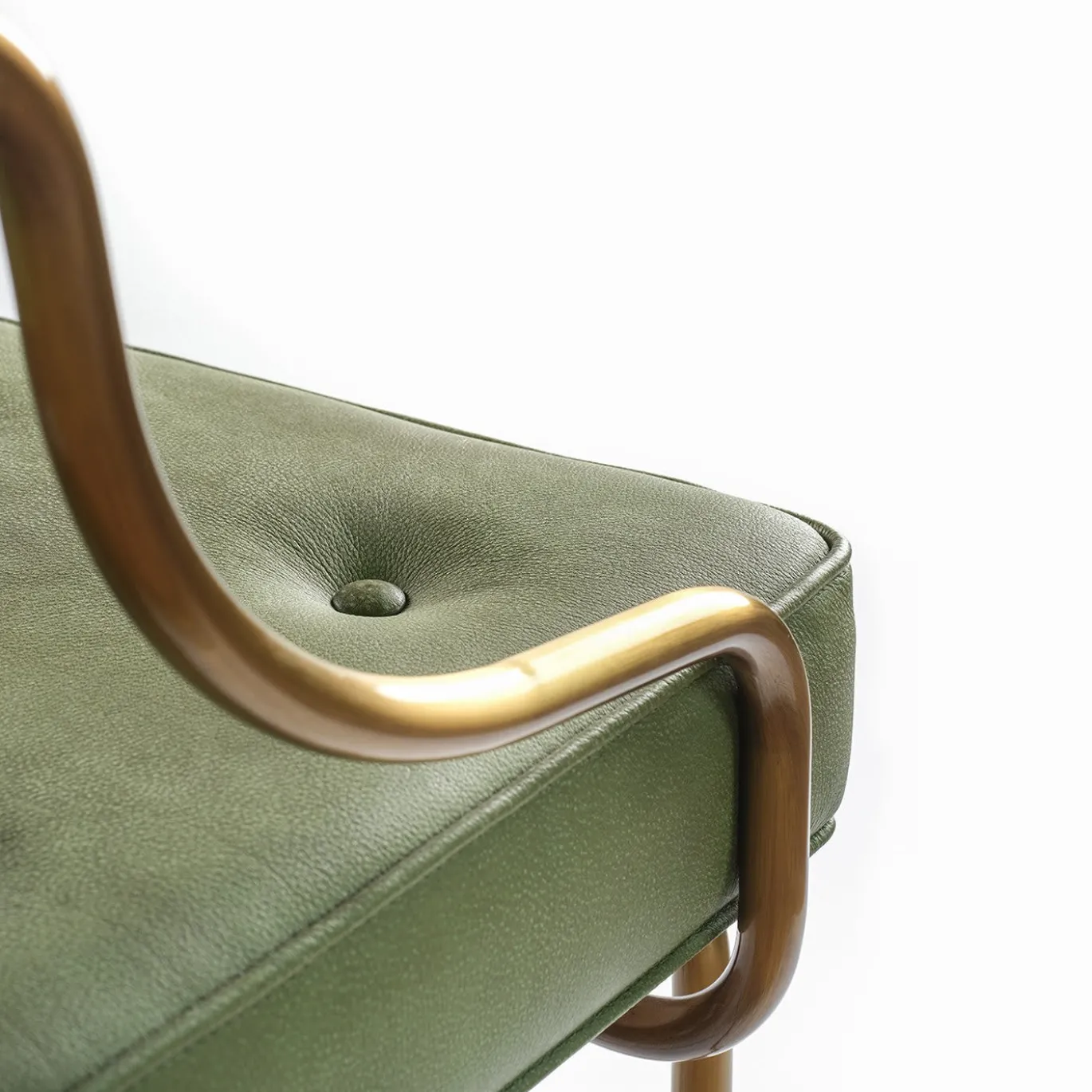 Retro Green Leather Bar Stool Steel Legs