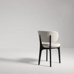 Richmond White Pearl Bouclè And Dark Walnut Dining Chair