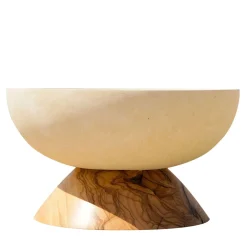 Rito N. 3 A Coppa Decorativa in Legno d'Ulivo e Pietra Leccese
