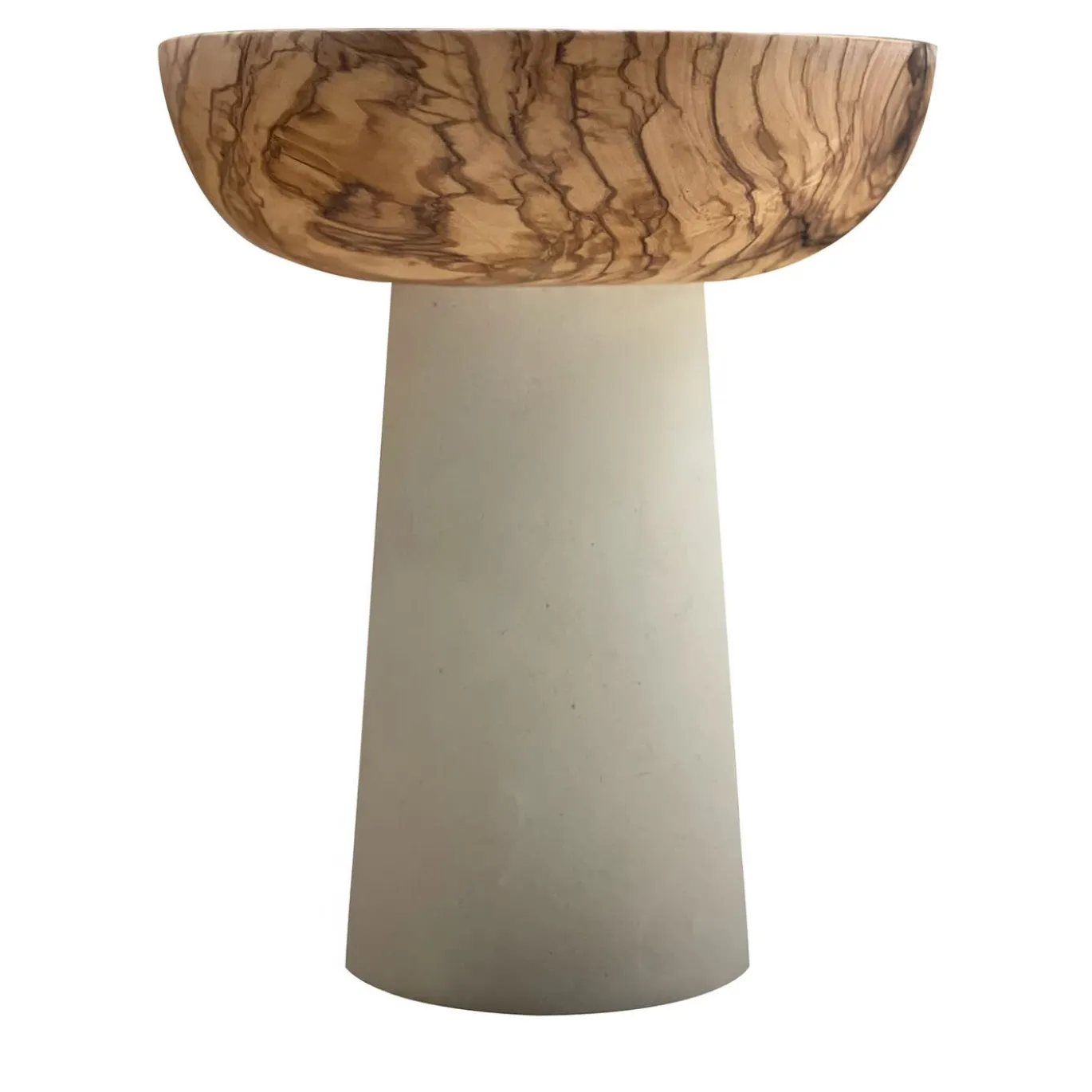 Rito N. 2 B Coppa Decorativa in Legno d'Ulivo e Pietra Leccese