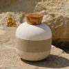 Rito N. 3 C Vaso in Pietra Leccese con Coperchio in Legno d'Ulivo