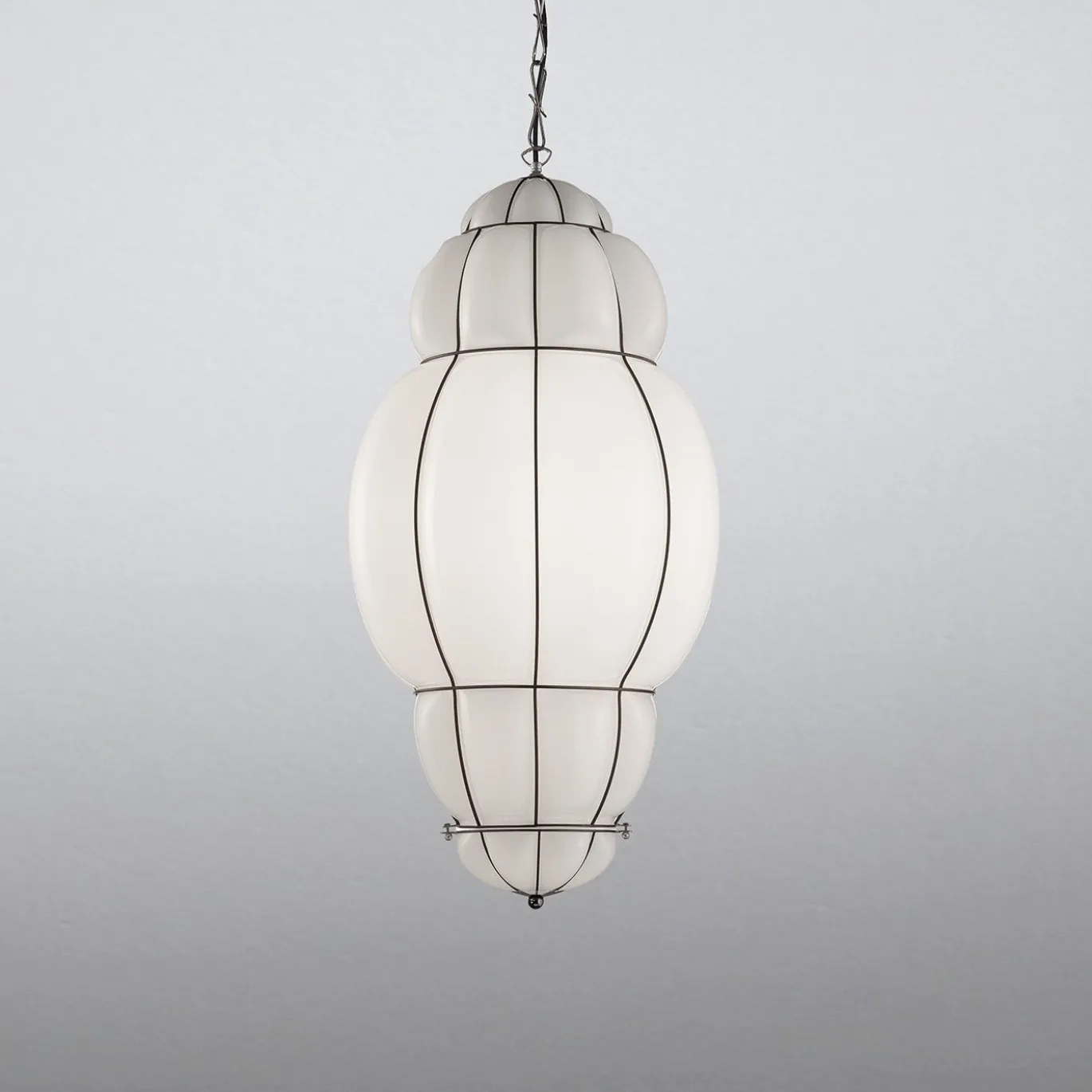 Rivisto Moderno Piccola Lampada a Sospensione in Vetro Bianco