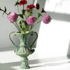 Rocco Anse Vaso scultoreo in ceramica verde
