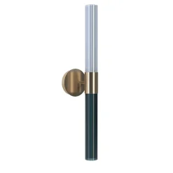 Sbàrlusc Applique Centrale in Vetro Blu Teal e Ottone Champagne di Isacco Brioschi