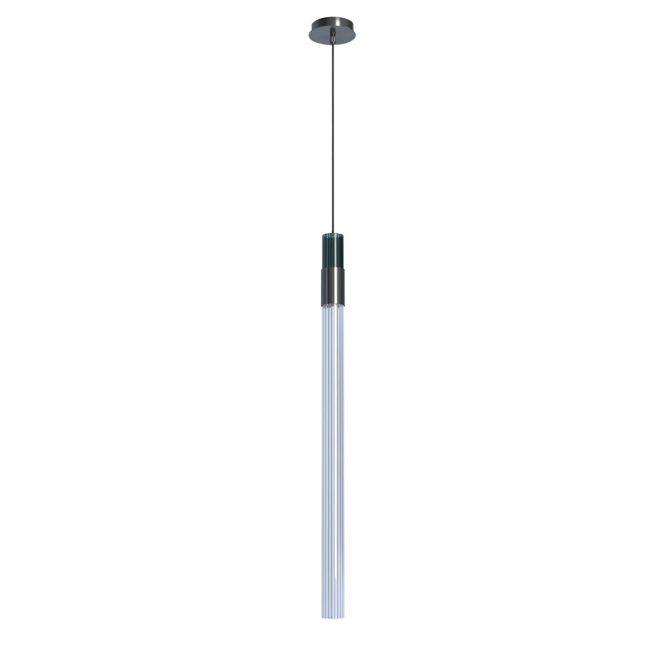 Sbàrlusc Lampada a Sospensione in Vetro Blu Teal e Ottone Gunmetal di Isacco Brioschi