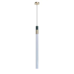 Sbàrlusc Lampada a Sospensione in Vetro Blu Teal e Ottone Champagne di Isacco Brioschi