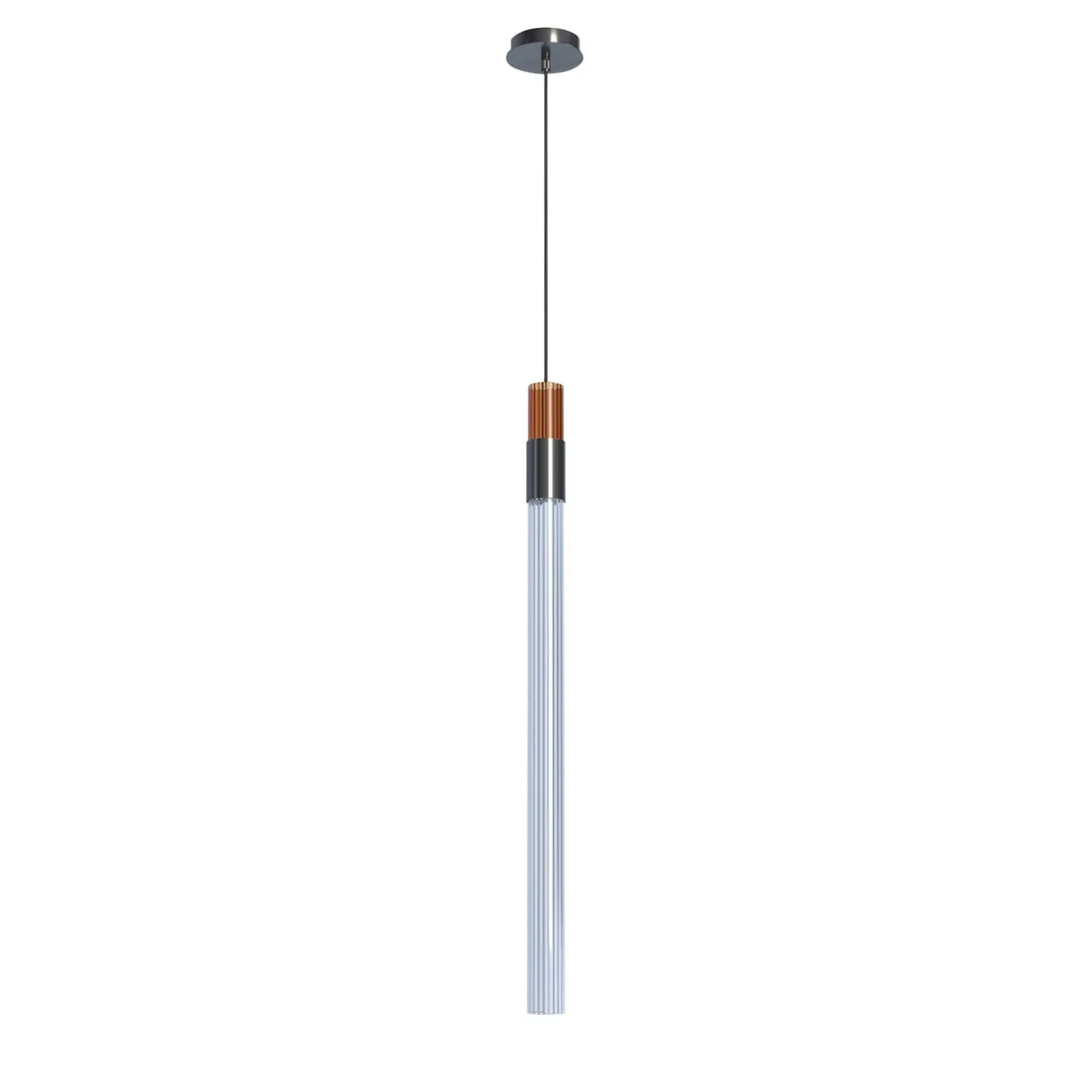 Sbàrlusc Lampada a Sospensione in Vetro Ambra e Ottone Gunmetal di Isacco Brioschi