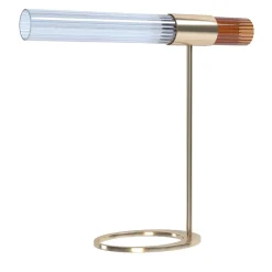 Sbàrlusc Lampada da Tavolo in Vetro Ambra e Ottone Champagne di Isacco Brioschi