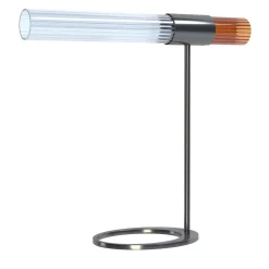 Sbàrlusc Lampada da Tavolo in Vetro Ambra e Ottone Gunmetal di Isacco Brioschi