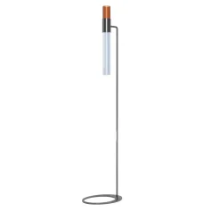 Sbàrlusc Lampada da Terra in Vetro Ambra e Ottone Gunmetal di Isacco Brioschi