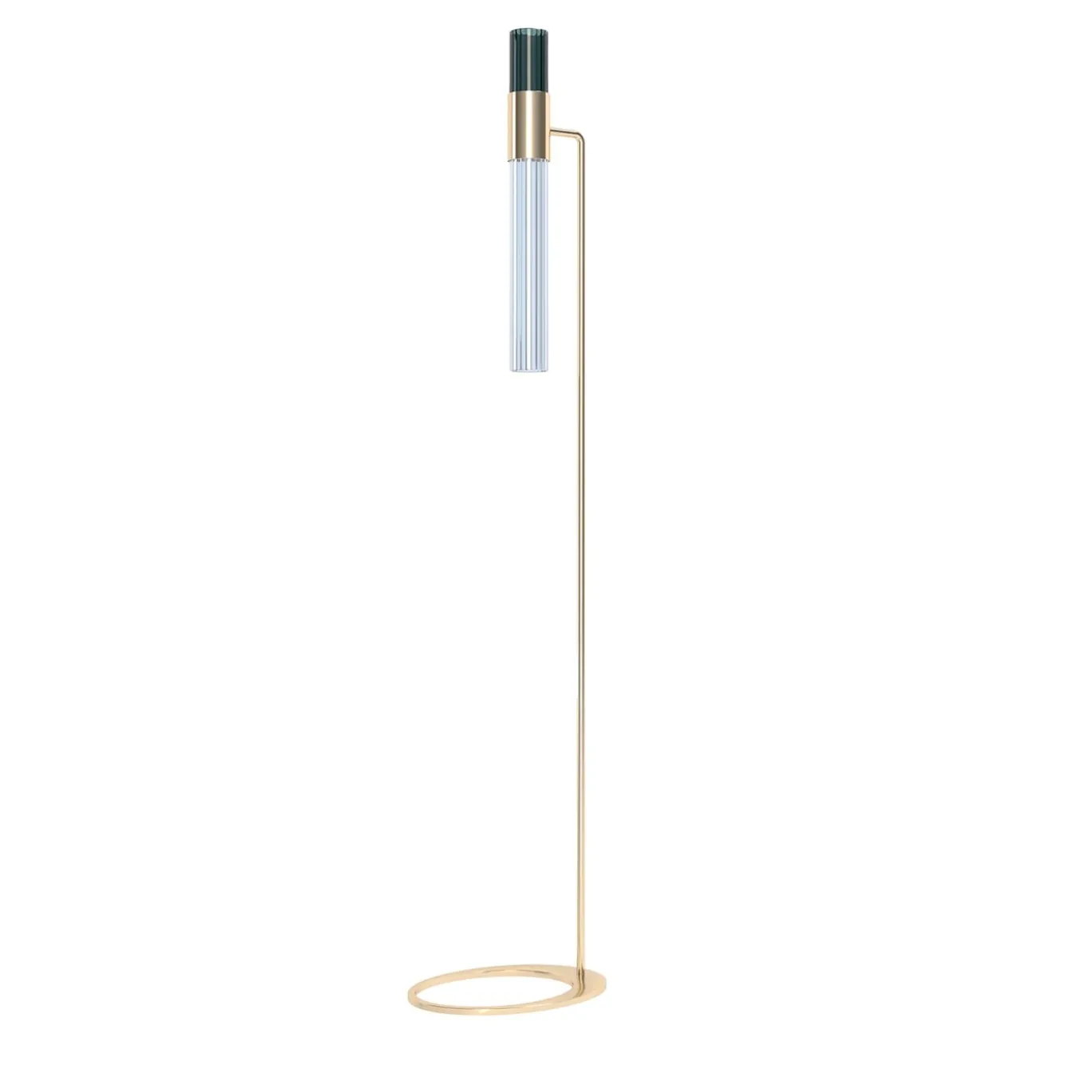 Sbàrlusc Lampada da Terra in Vetro Blu Teal e Ottone Champagne di Isacco Brioschi