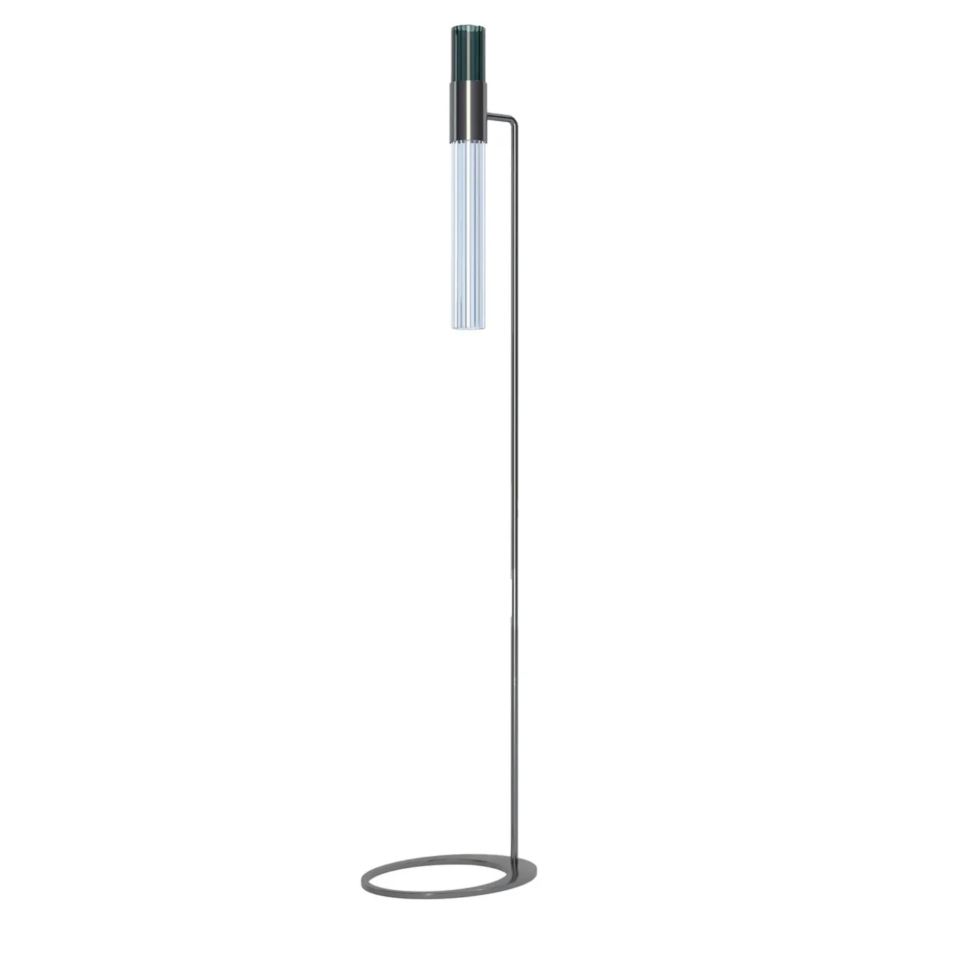 Sbàrlusc Lampada da Terra in Vetro Blu Teal e Ottone Gunmetal di Isacco Brioschi