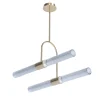 Sb�rlusc Lampadario asimmetrico in vetro trasparente e ottone champagne di Isacco Brioschi