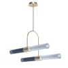 Sb�rlusc Lampadario asimmetrico in vetro indaco fumé e ottone champagne di Isacco Brioschi