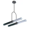 Sb�rlusc Lampadario in vetro blu petrolio e ottone canna di fucile di Isacco Brioschi