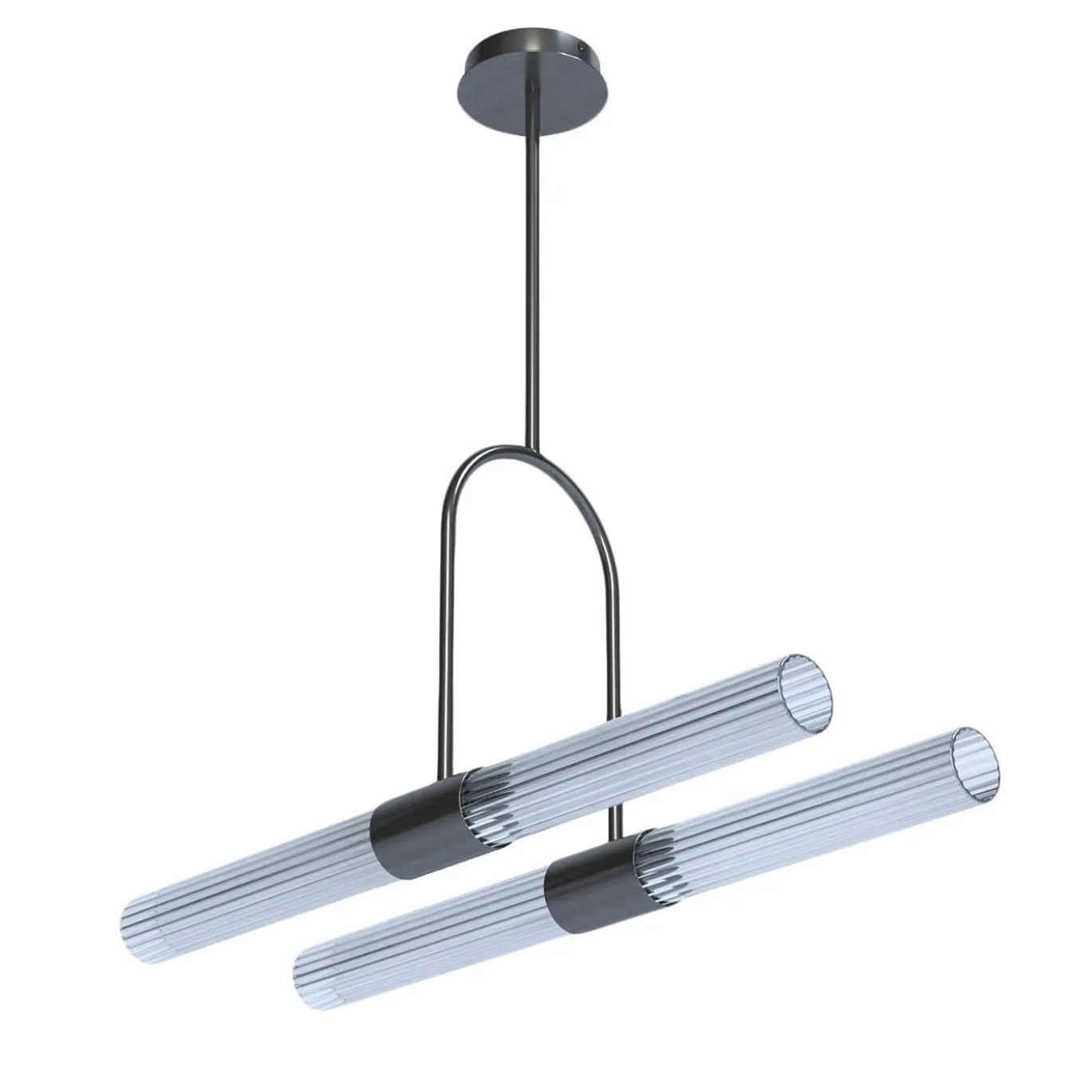 Sbàrlusc Lampadario in vetro trasparente e ottone color canna di fucile di Isacco Brioschi