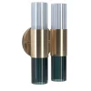 Sbàrlusc Mini Applique Doppia in Vetro Blu Teal e Ottone Champagne di Isacco Brioschi