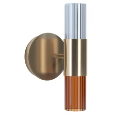 Sbàrlusc Mini Applique in Vetro Ambra e Ottone Champagne di Isacco Brioschi